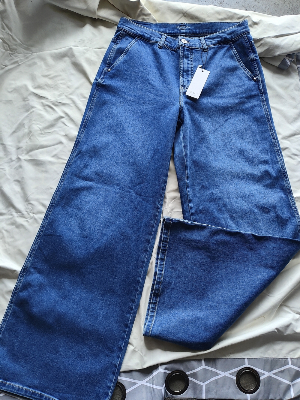 Wide Leg Blue Denim Jeans - Unbranded
